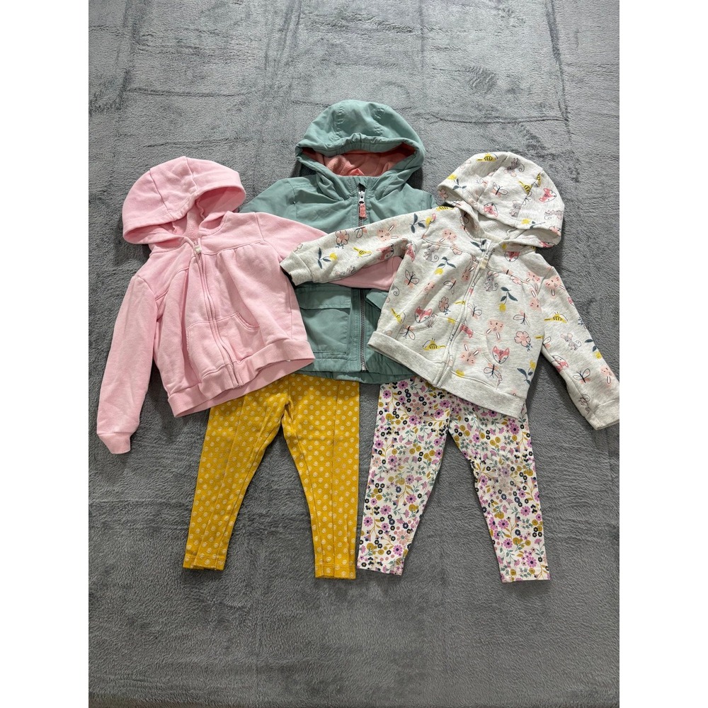 Carters OshKosh 24M Pink Green Floral Animal Hoodie Jacket‎ Leggings Lot 5pc